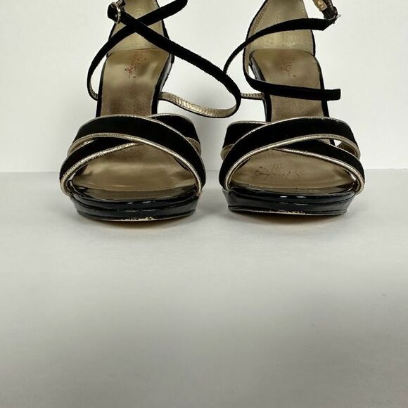 Lilly Pulitzer Bella Black Gold Strappy Heel size 7.5M - Picture 10 of 14
